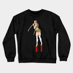 Sexy Schoolgirl With Swords Crewneck Sweatshirt